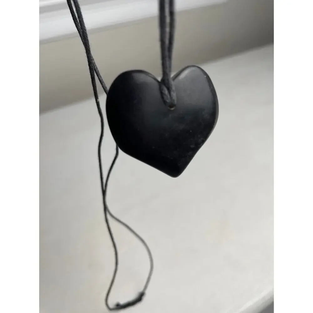 Necklace Pendant Heart Cord Tie Black Heart Whimsigoth Necklace Forest Fairy